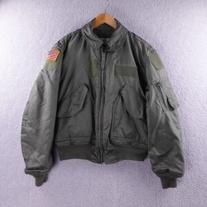 Vintage US Army CWU 45/P Flyer Cold Weather Jacket Olive Green Medium Propper